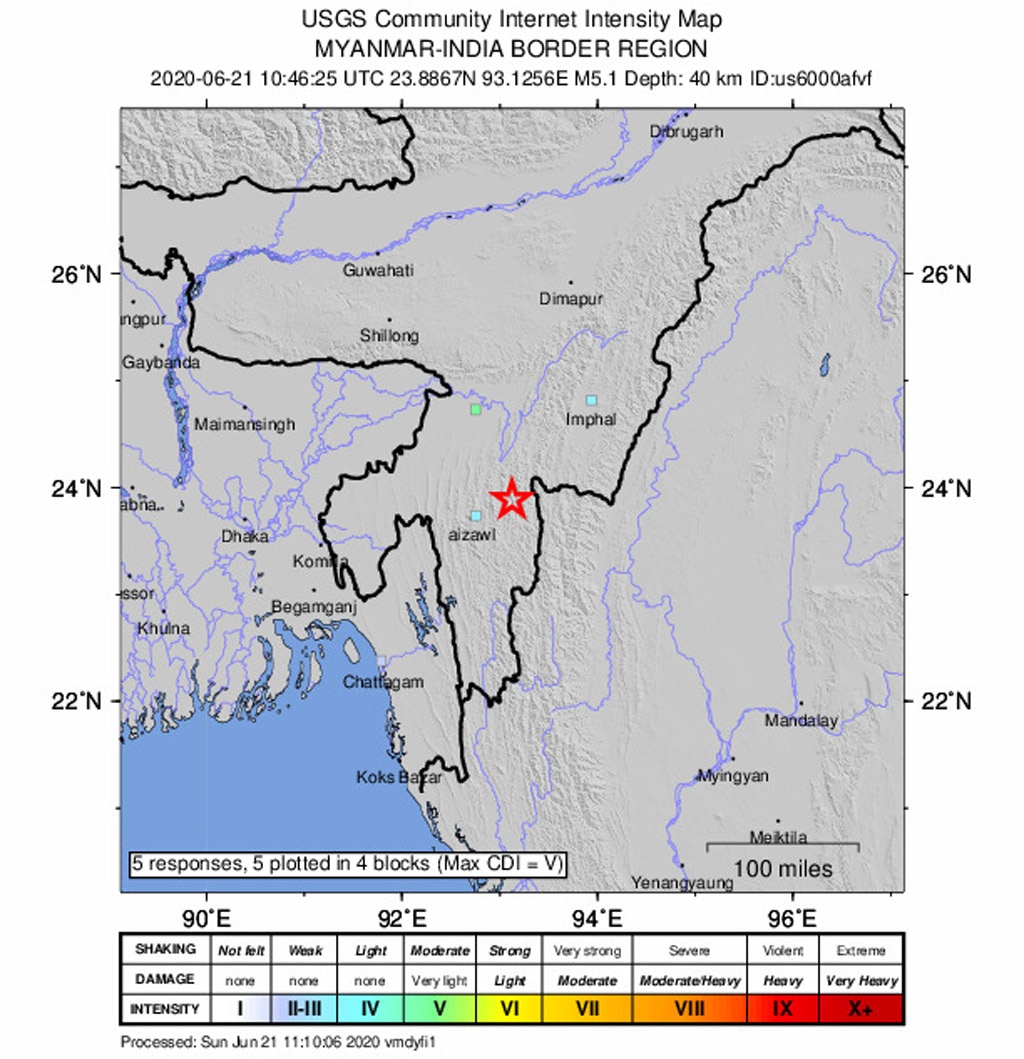 ভারত-মিয়ানমার সীমান্তে মাঝারি মাত্রার ভূমিকম্প