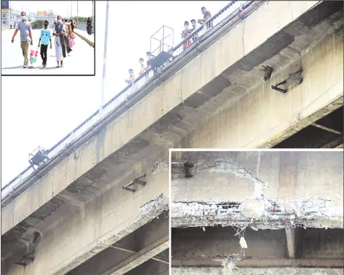 প্রত্যয়ের ধাক্কায় পোস্তগোলা সেতু ক্ষতিগ্রস্ত, ঝুঁকিপূর্ণ ঘোষণা প্রত্যয়ের ধাক্কায় পোস্তগোলা সেতু ক্ষতিগ্রস্ত, ঝুঁকিপূর্ণ ঘোষণা