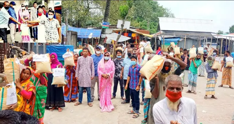 নীলফামারীতে বন্যায় ক্ষতিগ্রস্তদের মাঝে ত্রাণ সামগ্রী বিতরণ