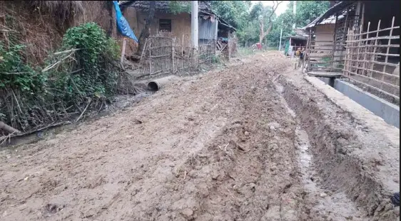 পোরশায় মাটির রাস্তা পাকা করার দাবি এলাকাবাসীর