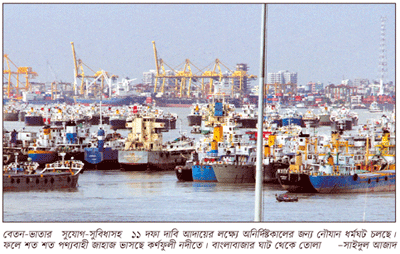 নৌশ্রমিক ধর্মঘটে পণ্য খালাস বন্ধ, জলপথে অচলাবস্থা নৌশ্রমিক ধর্মঘটে পণ্য খালাস বন্ধ, জলপথে অচলাবস্থা