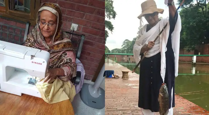 প্রধানমন্ত্রীর মাছ ধরা ও সেলাই করার ছবি ভাইরাল প্রধানমন্ত্রীর মাছ ধরা ও সেলাই করার ছবি ভাইরাল