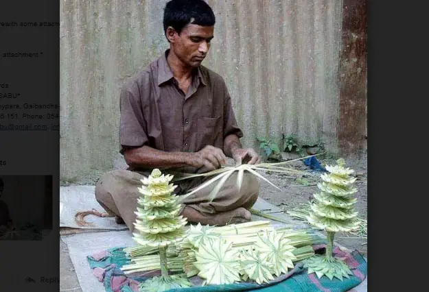গাছের পাতার ফুল তৈরি করে জীবিকা নির্বাহ গাছের পাতার ফুল তৈরি করে জীবিকা নির্বাহ