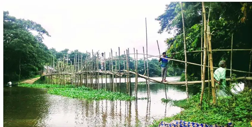 বাঁশের সাঁকোই ১০ গ্রামের বাসিন্দাদের ভরসা