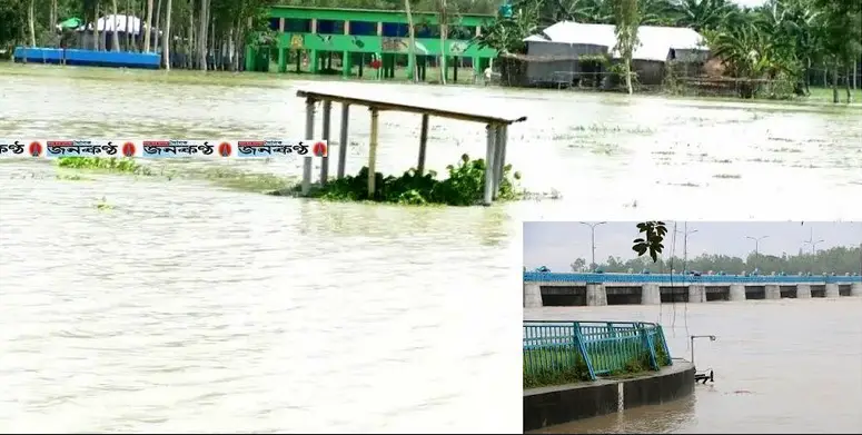 তিস্তায় হটাৎ ভয়াবহ বন্যায় রেড এ্যালার্ট ॥ ফ্লাড ফিউজ বিধ্বস্থ হবার মুখে