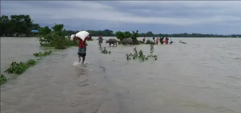 সুনামগঞ্জে নদীর পানি কমলেও হাওড়ের জনপদে দুর্ভোগ বেড়েছে