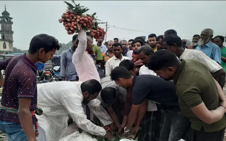 সান্তাহারে জমে উঠেছে ভোর বেলার লিচুর হাট