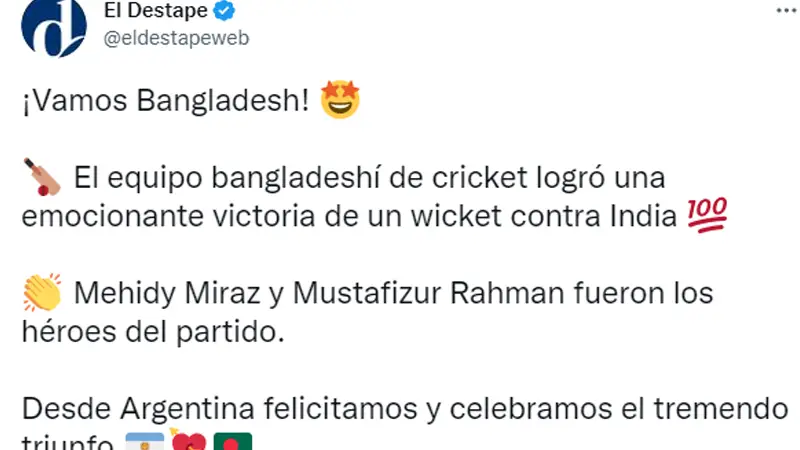 বাংলাদেশের রোমাঞ্চকর জয়ে উচ্ছ্বসিত আর্জেন্টাইনরা বাংলাদেশের রোমাঞ্চকর জয়ে উচ্ছ্বসিত আর্জেন্টাইনরা