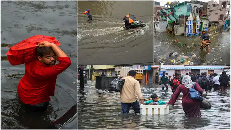 ঘূর্ণিঝড় মানদৌসের প্রভাবে চেন্নাইয়ে ভারী বৃষ্টি