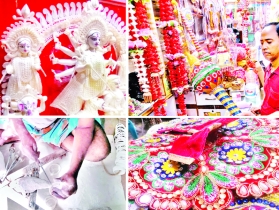 ঐতিহ্যবাহী শঙ্খ শিল্পের  নিদর্শন, প্রতিমার সাজ,  বিচিত্র কেনাকাটা