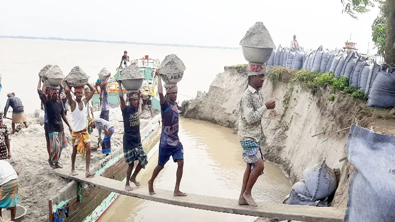 দৌলতদিয়া ৩নং ফেরিঘাট ও পাঁচ বাড়ি পদ্মায় বিলীন