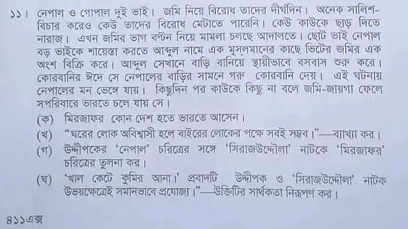 এইচএসসির প্রশ্নে সাম্প্রদায়িক বিতর্ক, জড়িতদের তালিকা প্রকাশ