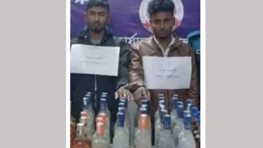 পাথর বোঝাই ট্রাকে বিপুল পরিমাণ বিদেশি মদ, আটক ২ 