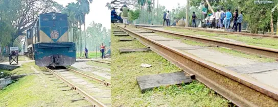 চিলমারীতে নড়বড়ে  রেলপথে চলে ট্রেন