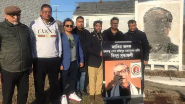 শেখ মুজিবের প্রতিকৃতিতে কালিমা লেপনে বিচার দাবি