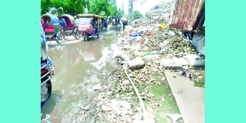 সড়কের পাশে আবর্জনার স্তূপ