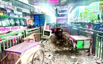 মগবাজার-মৌচাক ফ্লাইওভারের নিচে অবৈধ পার্কিং, দোকান