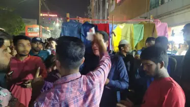ফার্মগেটে ভবনের উপর থেকে সড়কে ককটেল বিস্ফোরণ, আহত ২