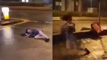 ঝড়ে উড়ে গেলেন নারী, দেখুন ভিডিওতে