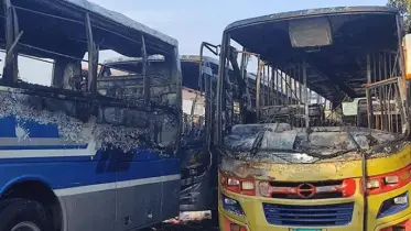 নাটোরে তিন বাসে আগুন