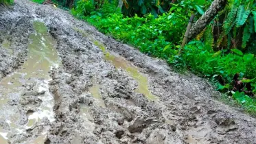 সড়কে হাঁটু সমান কাঁদা, পাঁচ গ্রামের হাজারো মানুষের ভোগান্তি