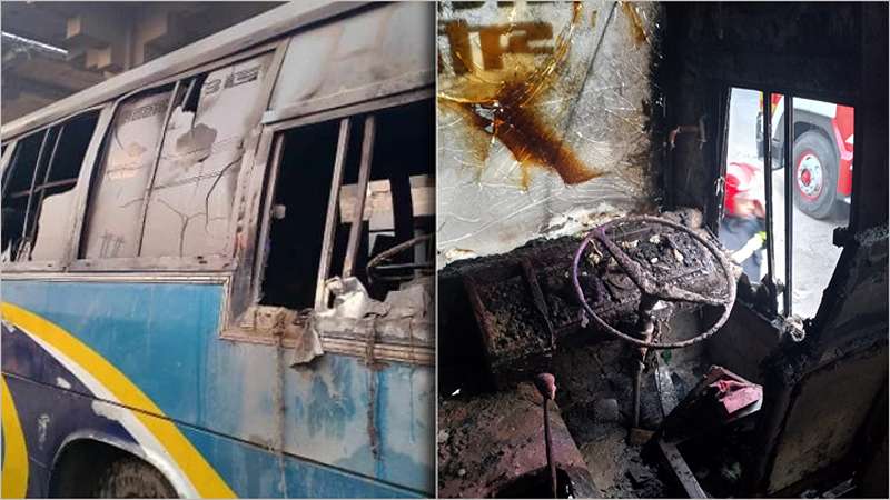 গাজীপুরে বাসে আগুন গাজীপুরে বাসে আগুন