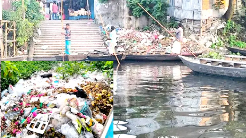 বাজারের ময়লা ফেলা হচ্ছে তিতাস নদীর পাড়ে, দুর্ভোগে মানুষ বাজারের ময়লা ফেলা হচ্ছে তিতাস নদীর পাড়ে, দুর্ভোগে মানুষ