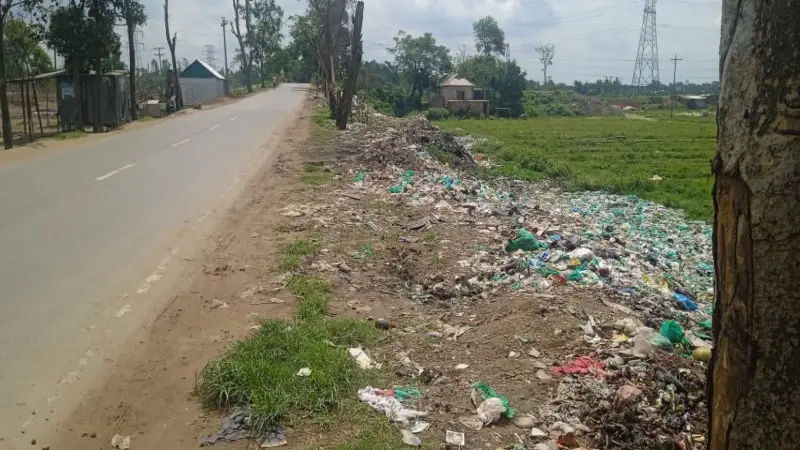 কসবা পৌরসভায় সড়কে ময়লা ফেলে পরিবেশ দূষণ কসবা পৌরসভায় সড়কে ময়লা ফেলে পরিবেশ দূষণ