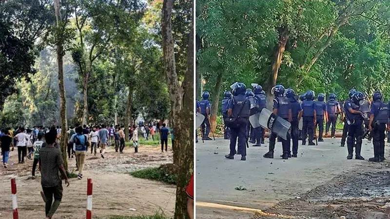 শিক্ষার্থীদের সঙ্গে পুলিশের সংঘর্ষে রণক্ষেত্র জাহাঙ্গীরনগর বিশ্ববিদ্যালয় শিক্ষার্থীদের সঙ্গে পুলিশের সংঘর্ষে রণক্ষেত্র জাহাঙ্গীরনগর বিশ্ববিদ্যালয়