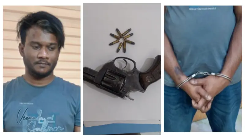 সোনারগাঁয়ে বিদেশি পিস্তল ও গুলিসহ গ্রেপ্তার ১ সোনারগাঁয়ে বিদেশি পিস্তল ও গুলিসহ গ্রেপ্তার ১