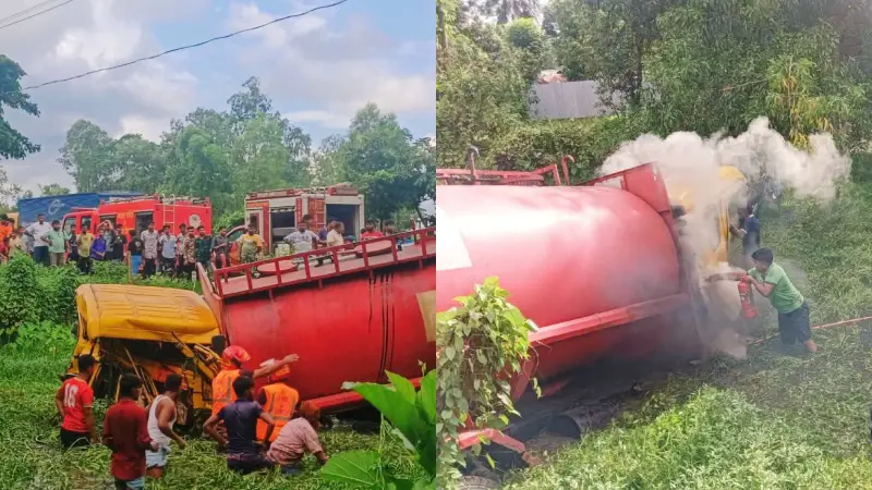 মীরসরাইয়ে দাঁড়িয়ে থাকা ট্রাকে তেলবাহী ট্যাঙ্কারের ধাক্কায় আগুনের স্ফূলিঙ্গ, আহত সহকারী মীরসরাইয়ে দাঁড়িয়ে থাকা ট্রাকে তেলবাহী ট্যাঙ্কারের ধাক্কায় আগুনের স্ফূলিঙ্গ, আহত সহকারী