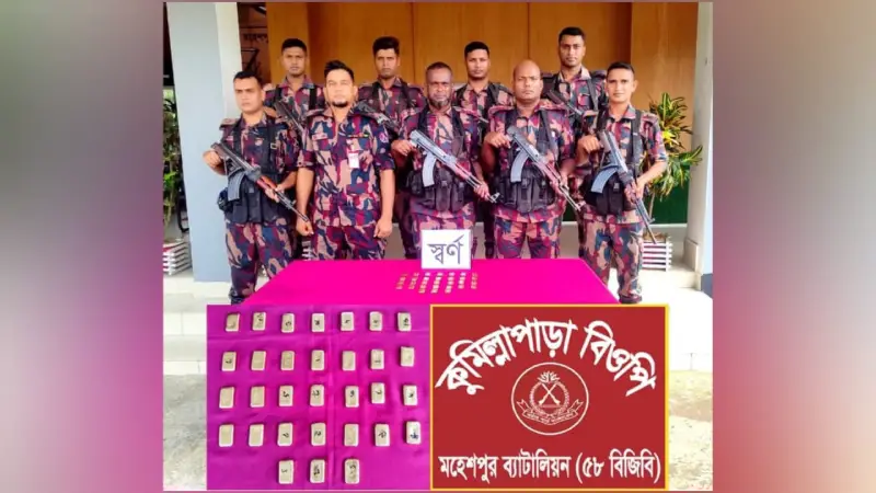 ভারতে পাচারকালে মহেশপুর সীমান্তে ৩১টি স্বর্ণের বার উদ্ধার