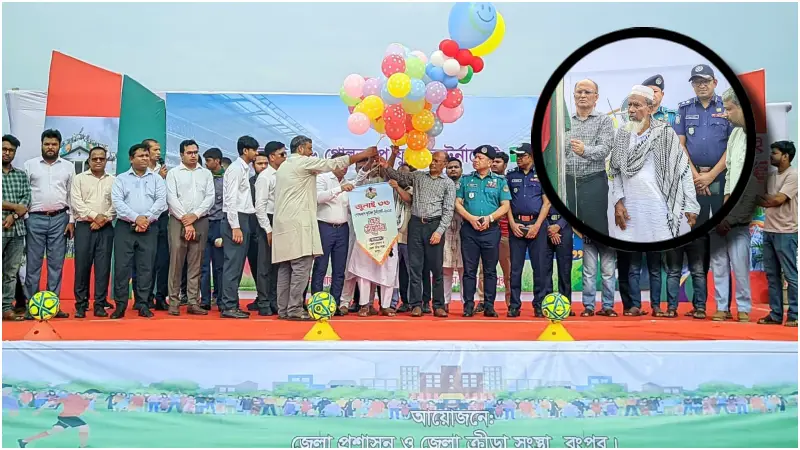 জুলাই ৩৬ গোল্ডকাপ ফুটবল টুর্নামেন্টের উদ্বোধন করলেন শহীদ আবু সাঈদের বাবা