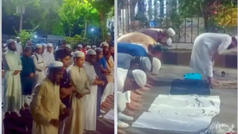 যমুনার সামনেই ফজরের নামাজ আদায় করলেন অবস্থানকারীরা