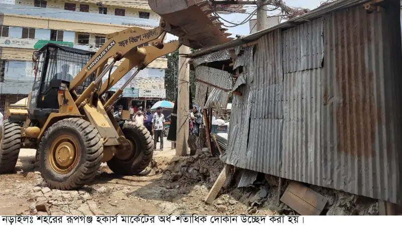 নড়াইলে রূপগঞ্জ হকার্স মার্কেটের অর্ধ-শতাধিক দোকান উচ্ছেদ নড়াইলে রূপগঞ্জ হকার্স মার্কেটের অর্ধ-শতাধিক দোকান উচ্ছেদ