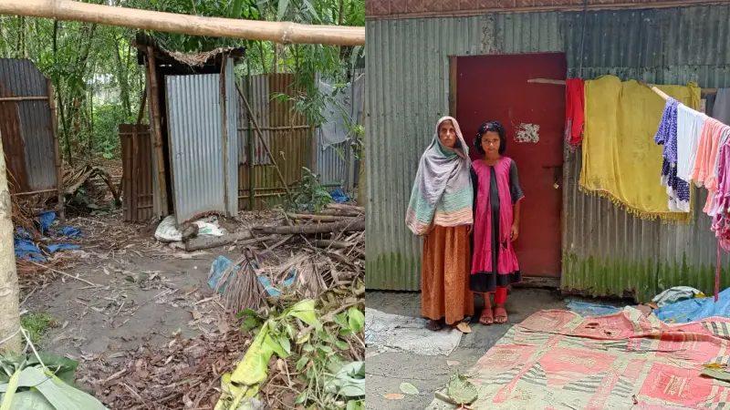 রাজারহাটে দরিদ্র পরিবারের একই ঘরে তিনজনের বসবাস