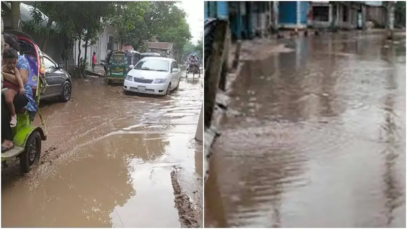 কেরানীগঞ্জে অল্প বৃষ্টিতেই হাঁটু পানি, ভোগান্তিতে হাজারো মানুষ কেরানীগঞ্জে অল্প বৃষ্টিতেই হাঁটু পানি, ভোগান্তিতে হাজারো মানুষ