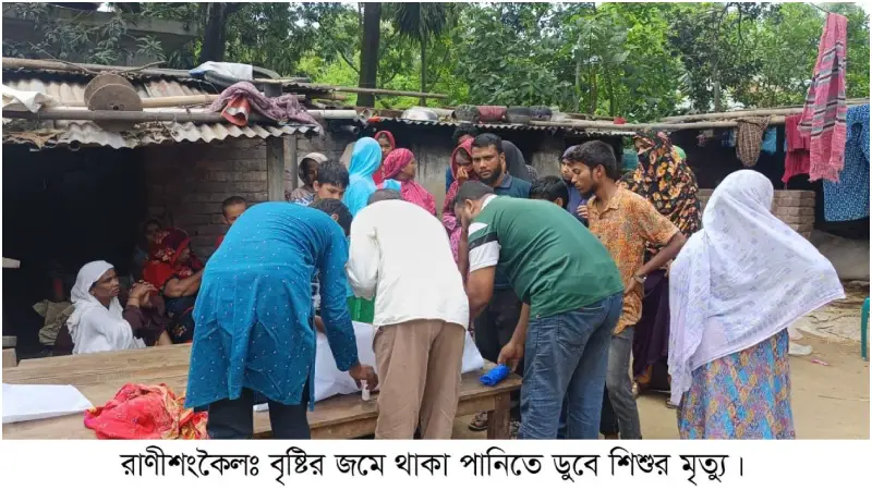 রাণীশংকৈলে জমে থাকা বৃষ্টির পানিতে ডুবে শিশুর মৃত্যু রাণীশংকৈলে জমে থাকা বৃষ্টির পানিতে ডুবে শিশুর মৃত্যু