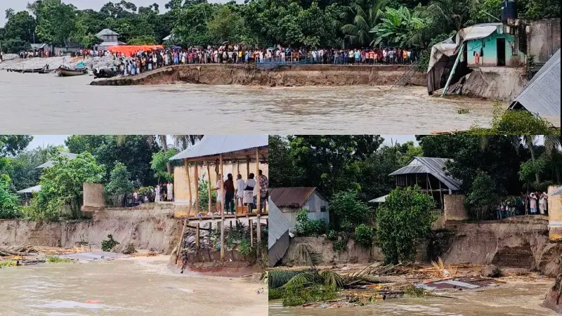 পদ্মার ভাঙনে দোকানপাট-ঘরবাড়ি নদীতে বিলীন,সরিয়ে নিচ্ছে দোকানপাট পদ্মার ভাঙনে দোকানপাট-ঘরবাড়ি নদীতে বিলীন,সরিয়ে নিচ্ছে দোকানপাট