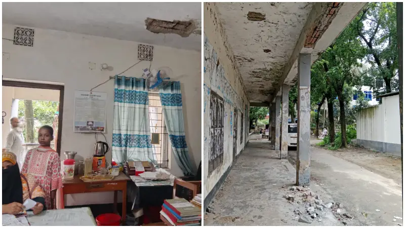 জরাজীর্ণ ছাদ থেকে খুলে পড়ল পলেস্তার, অল্পের জন্য প্রাণে বাঁচলো কর্মচারী