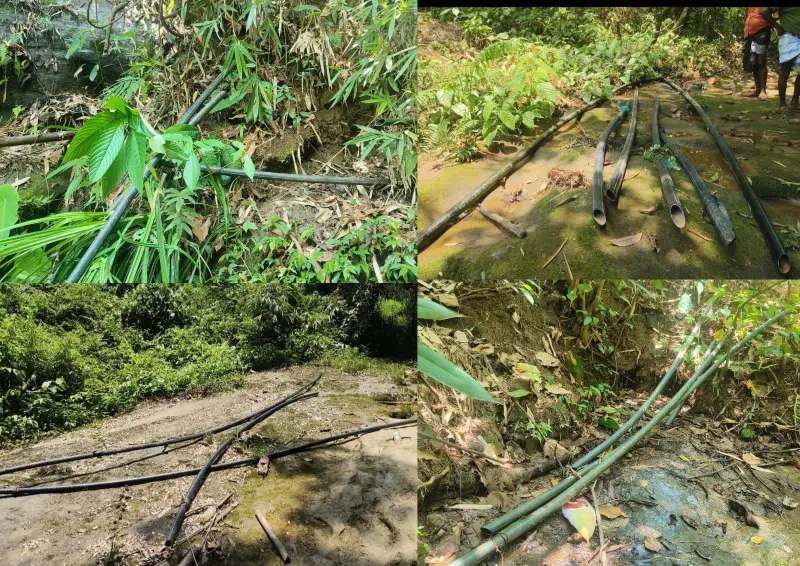 থানচিতে পানির পাইপ কেটে দিল দুর্বৃত্তরা, ঈদে পানি সংকটে ৬০ পরিবার থানচিতে পানির পাইপ কেটে দিল দুর্বৃত্তরা, ঈদে পানি সংকটে ৬০ পরিবার