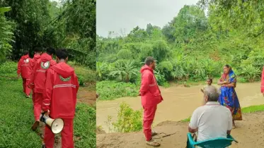 মাটিরাঙ্গায় পাহাড় ধসের আশঙ্কায় উপজেলা প্রশাসন ও যুব রেড ক্রিসেন্টের সচেতনতামূলক প্রচারণা