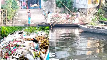 বাজারের ময়লা ফেলা হচ্ছে তিতাস নদীর  পাড়ে, দুর্ভোগে মানুষ