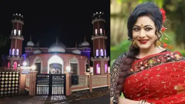 গোয়ালন্দে চিত্রনায়িকা রোজিনার তৈরি মসজিদে রাতে ঝিকিমিকি আলো ছড়াচ্ছে