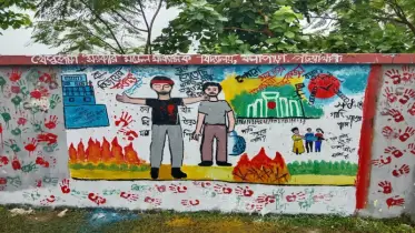 শিক্ষার্থীদের চিত্রে ফুটে উঠল গণআন্দোলনের গল্প