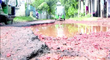 ময়মনসিংহে খানাখন্দে  ভরা সড়ক