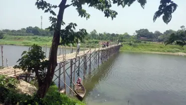 মেহেরপুরে ভৈরব নদে বাঁশের সাঁকোই একমাত্র ভরসা