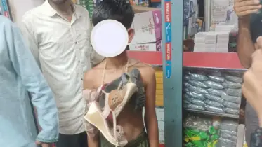 পাংশায় চুরির অভিযোগে শিশুর গলায় জুতার মালা