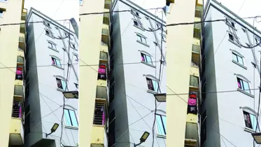 সাত তলা ভবন হেলে পড়েছে ছয় তলা ভবনের গায়ে