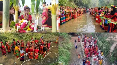 জলে ফুল ও নতুন কাপড় ভাসিয়ে ত্রিপুরাদের হারি বৈসু ও চাকমাদের মূল বিজু উদযাপন